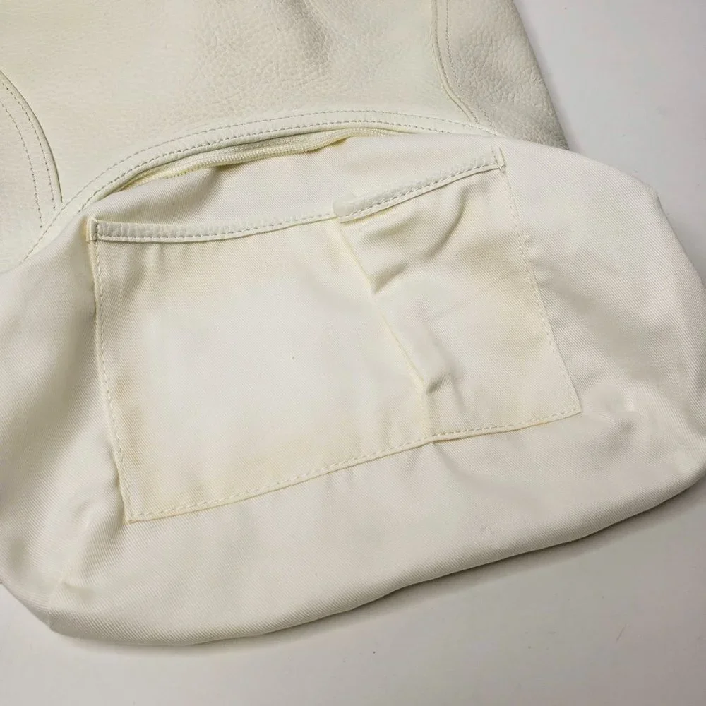 Coldwater Creek Sydney White Pebble Leather Shoulder Purse